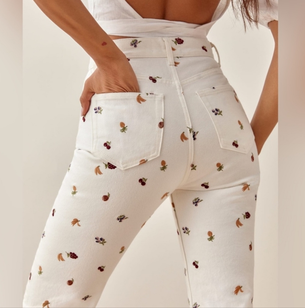 Reformation Cynthia Fruitloops High Rise Straight Leg Jeans Women's Size 24